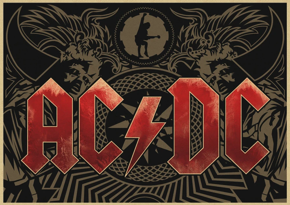 Рок-Группа ACDC Malcolm Angus крафт-бумага винтажный настенный плакат стикер - Цвет: Коричневый