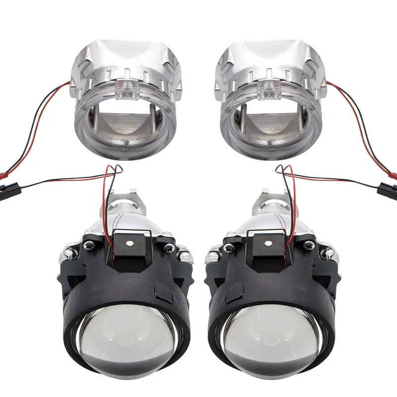 2.5 بوصة bixenon العارض عدسة + قناع الكفن مع مزدوجة عيون الملاك ل سيارة HID المصباح كشافات العارض عدسة ل h1 H7 H4 2.5 بوصة bixenon العارض عدسة + قناع الكفن مع مزدوجة عيون الملاك ل سيارة HID المصباح كشافات العارض عدسة ل h1 H7 H4
