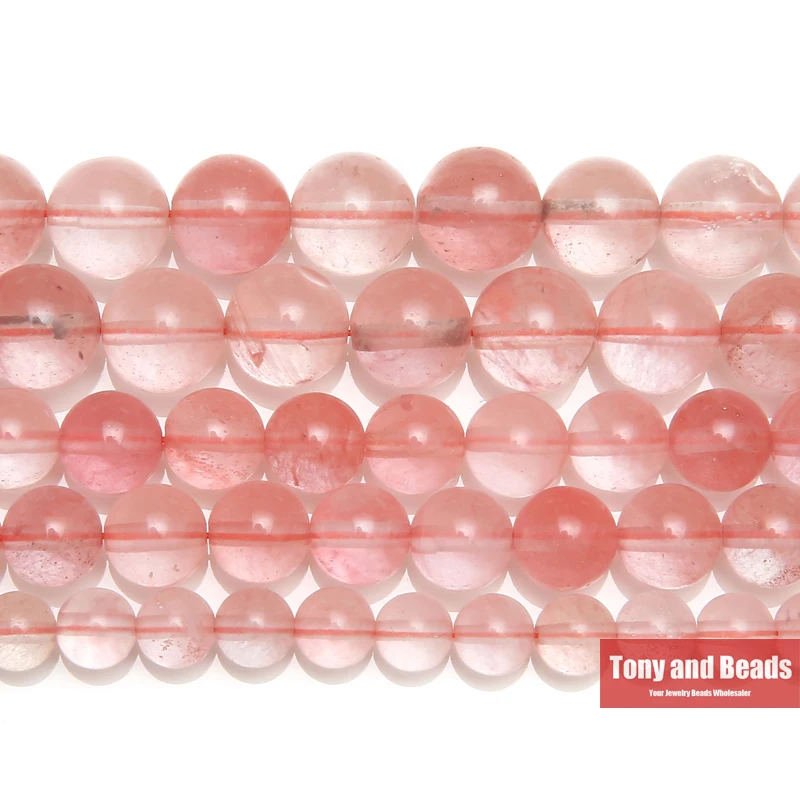

Free Shipping Natural Stone Smooth Pink Cherry Quartz Loose Beads 15" Strand 4 6 8 10 12 MM Pick Size For Jewelry Making Q15