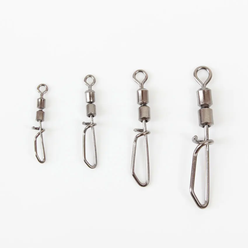 100pcs High Speed Double Rolling Swivel With T shape Snap Fishing