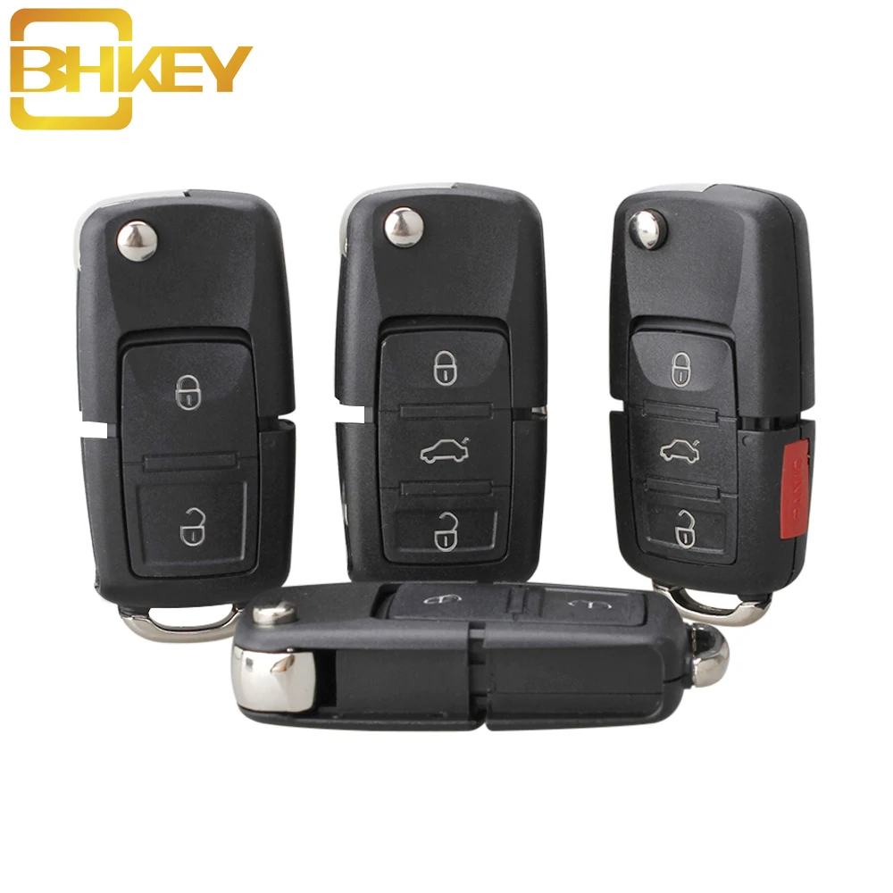 Bhkey складной чехол для дистанционного ключа от машины в виде ракушки для Фольксваген MK4 Seat Altea Альгамбра Ibiza для VOLKSWAGEN Vw/2/3/4 кнопки без лезвия