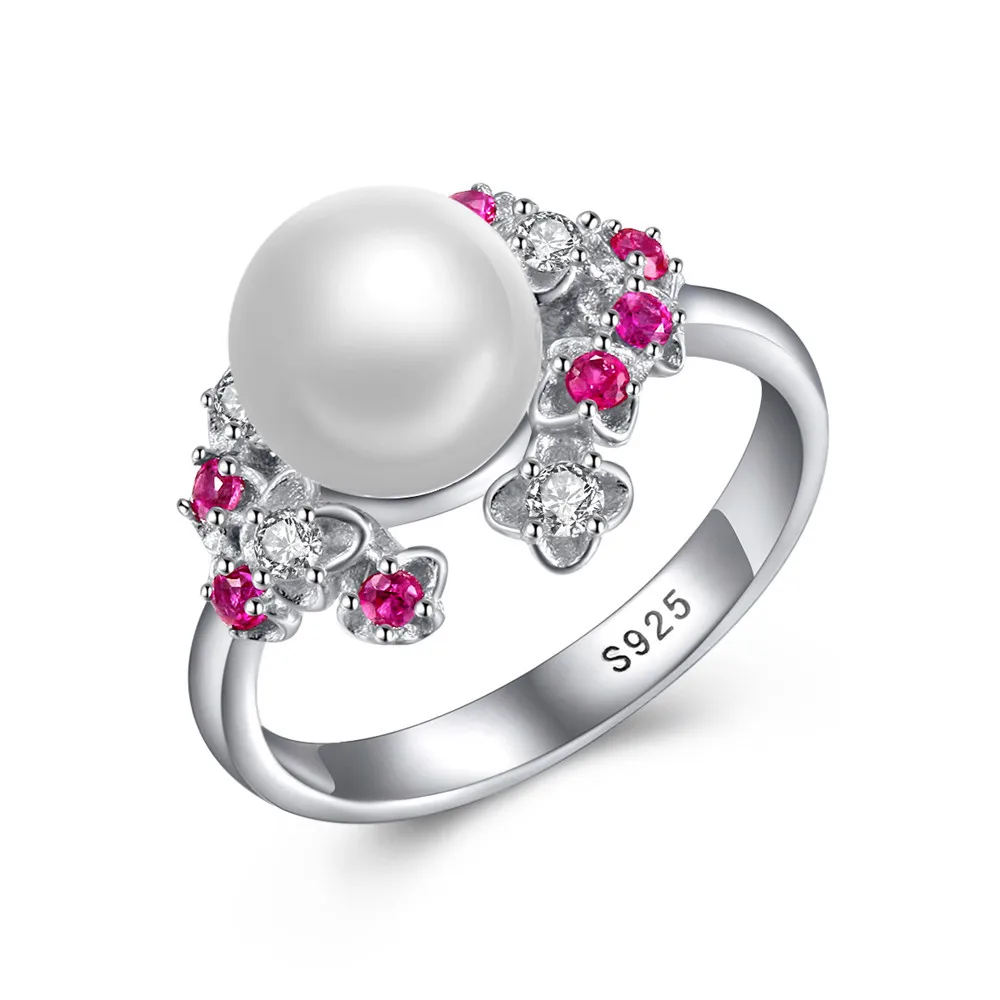 S925 серебро Цвет циркон цветок Pearl Ring | Украшения и аксессуары