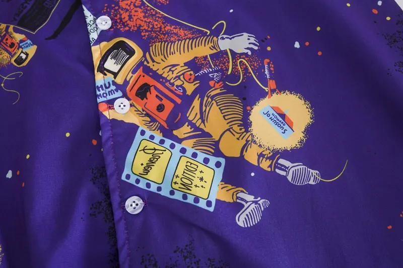 Astronaut Graffiti Ink Print Dress Shirts 4