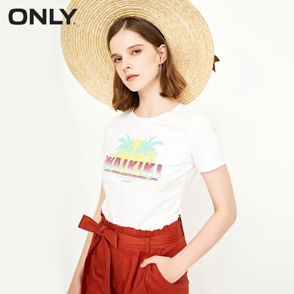

ONLY Women's Printed Round Neckline Slim Fit T-shirt |118201592