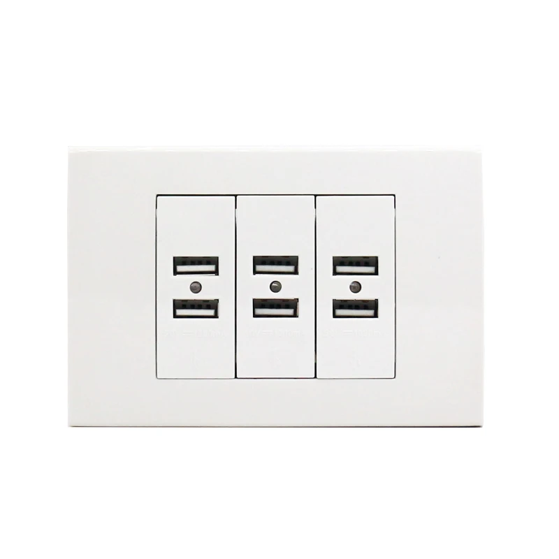 US / AU Standard Wall Socket 6 USB Charger Port for Mobile With Indicator 118mm*80mm