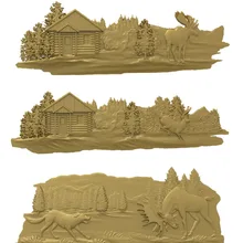 3 шт. Олень 3D модель, рельеф STL модель для ЧПУ резьба гравировка artcam type3 aspire M364