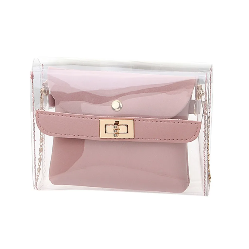 ПВХ Женская мини-сумка через плечо женские вечерние сумки модные дамские плечи желе посылка кошелек с надписью мобильный телефон сумка-мессенджер - Цвет: Розовый