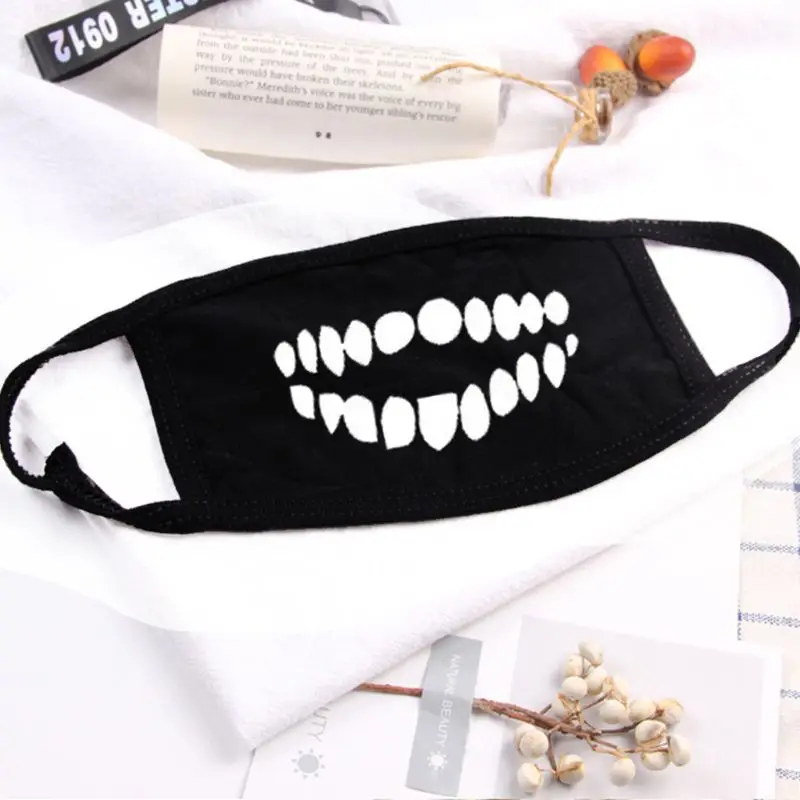 12 стиль Зубы Печатных лицевая маска унисекс Открытый респиратор муфельные моющиеся хлопок дышащий мультфильм рот маска