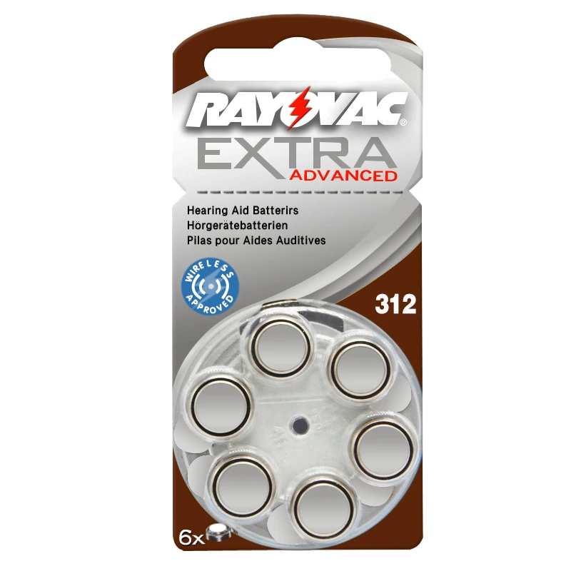 

Cheap 30pcs/5card Zinc Air 312/A312/PR41 Battery for CIC digital siemens Hearing aid aids .Rayovac Extra Hearing Aid Batteries.