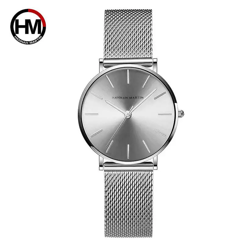 Luxury Hannah Martin Fashion Ladies Watches Rose Gold Women Watches Elegant Minimalism Rhinestone Casual Female Waterproof Clock
