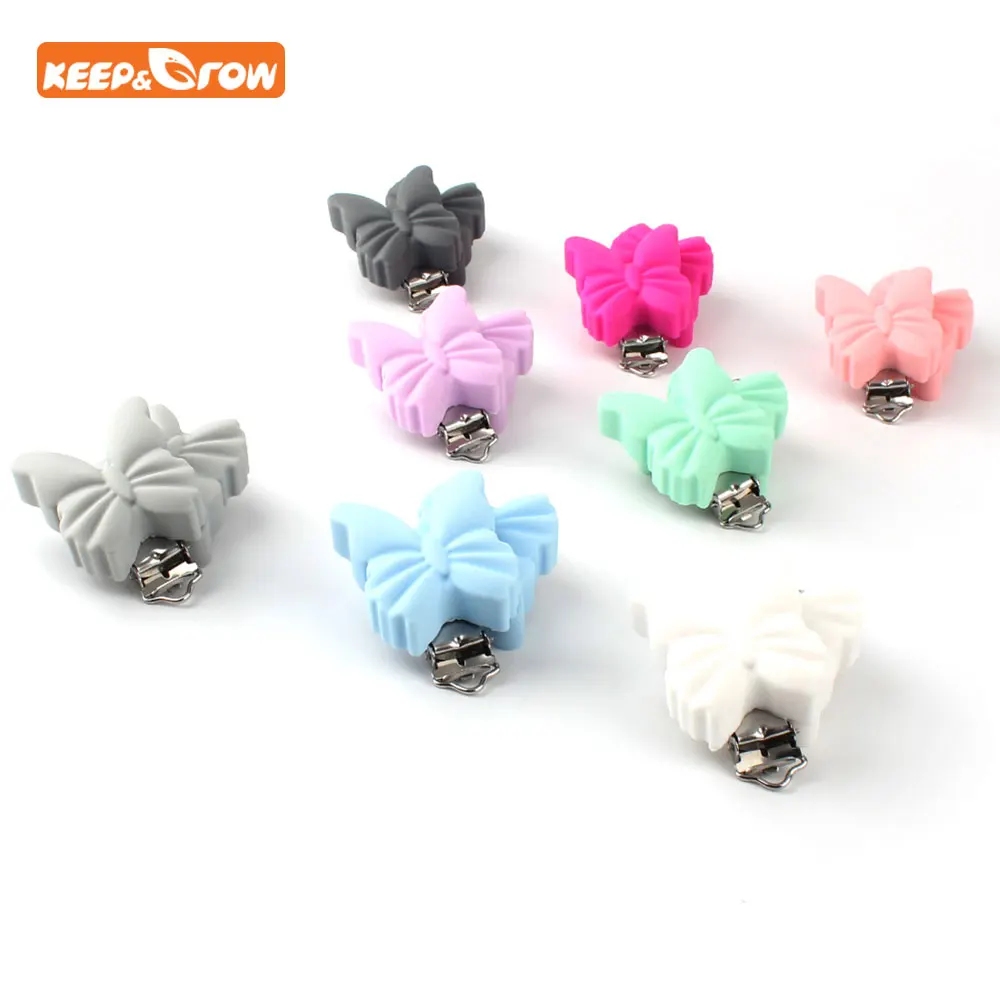 

Keep&grow 1Pc Butterfly Pacifier Clip Silicone Baby Clip Teething Toys Accessories Pcifier Chain Clip Clasps Teether Baby Pink