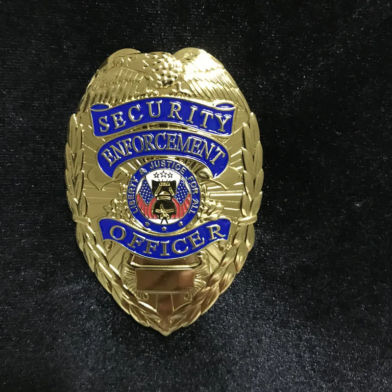 

10 pcs Non magnetic The Security Enforcement Officer badge 78 x 55 gold plated colored shoulder emblem souvenir coin badge