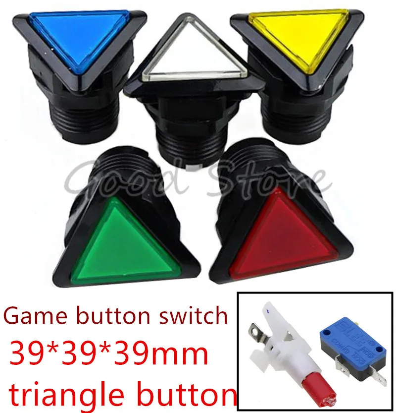 

5 Colors LED Light Lamp 39MM triangle Video Game Player Push Button Switch
