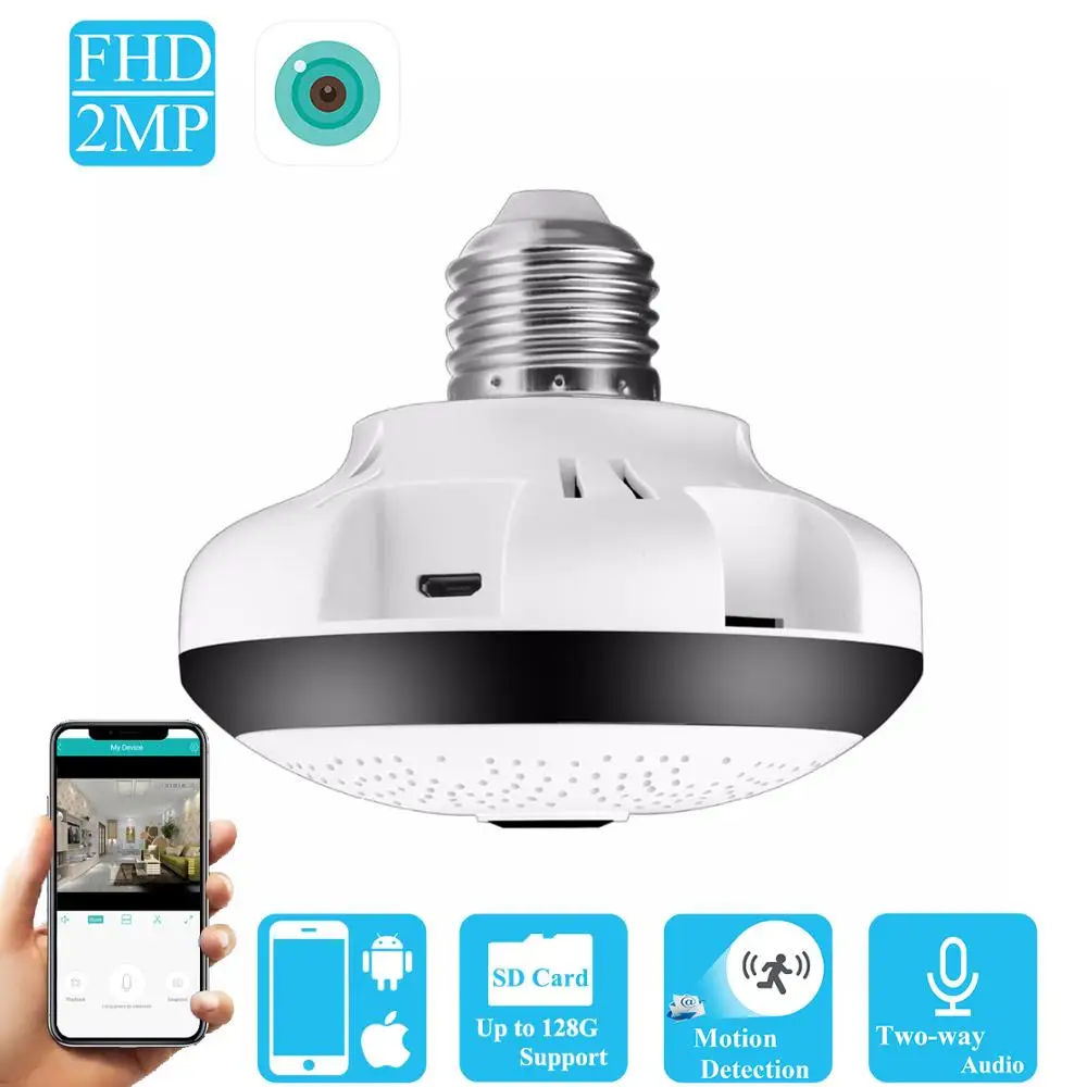 

BESDER 960P 1080P Mini Fisheye Wifi Camera CCTV 360 Degrees Surveillance IP Camera Support Two Way Audio VR TF Card Max 128GB