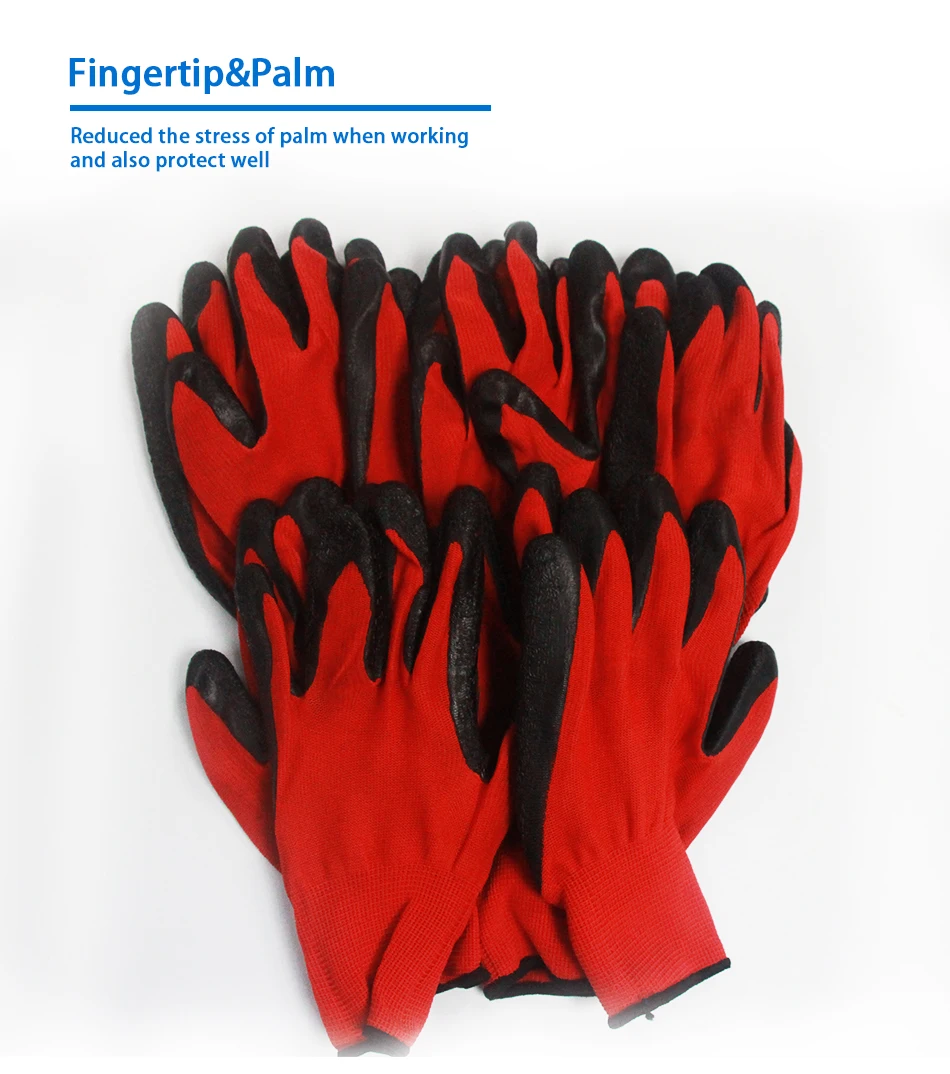 Smar 10 пар латексная микротонкая пена красные и черные Мути-цветные защитные рабочие перчатки мужские Мути-функциональные перчатки