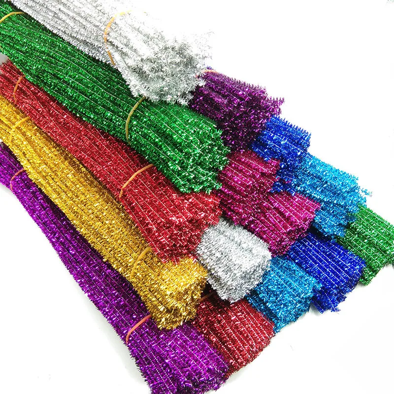 

100pcs 0.6x30cm Glitter Chenille Stems Pipe Cleaners Kids Toys DIY Craft Supplies For Crafting DIY Kids Educational Toys