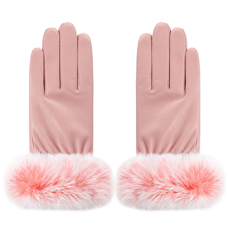 Женские зимние перчатки St. Susana, перчатки с сенсорным экраном, женские перчатки из искусственной кожи, водонепроницаемые, с кроличьим мехом, mujer gants guantes tactil luva