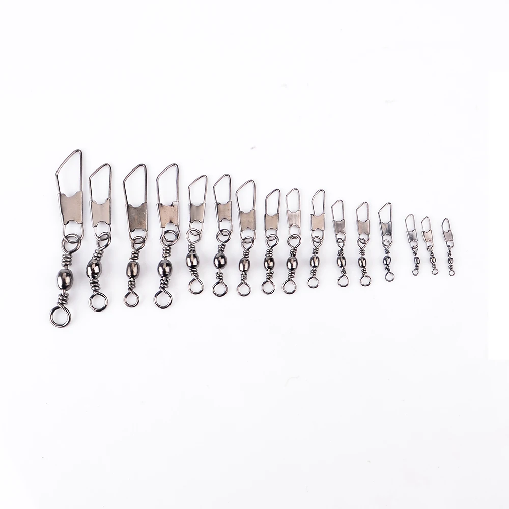 

FTK 1 Pack 10PCS/Lot 4#-22# Fishing Swivel Barrel Swivels With Snap FishHook Lure Connector Terminal Fishing Tackle Shop