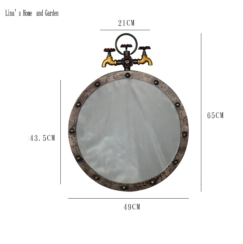 Настенный декор кран дизайн в металлической рамке круглые промышленные настенные зеркала