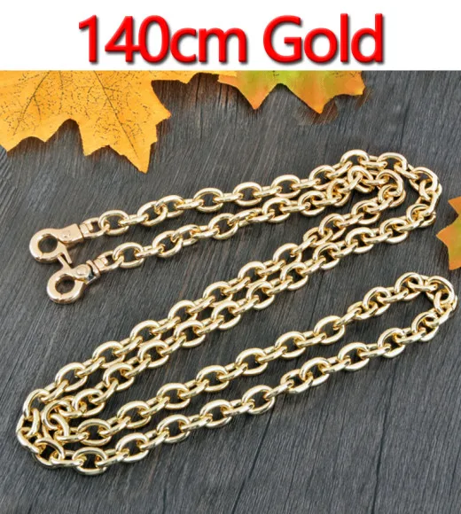 DIY 9mm Gold, Silver, Gun Black O Shape Chains Replacement Shoulder Bag Straps for Small Handbags Belts Handles - Цвет: 140cm Gold