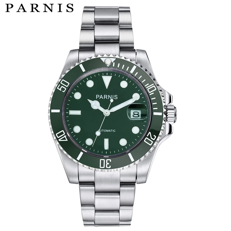 

Parnis Mechanical Automatic Watch Men Steel Watches 40mm Ceramic Diving 100m mekanik erkek kol saati reloj automatico