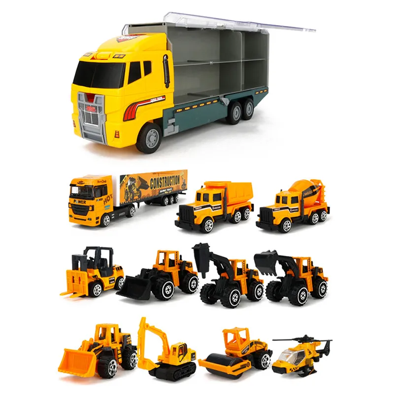 

Children Truck Truck Big Truck Transporter Alloy Metal Car Model Portable Storage Box Boy Toy