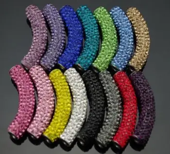 

Fasion!best clay black white red mixed multi color long bending tube u3434 crystal beads. Wholesale