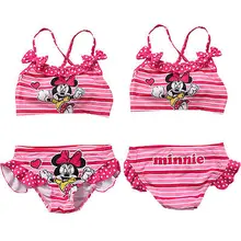Two-Pieces Kids Baby Girl Tankini Bikini Set Minnie Mouse Pink Swimwear Swimsuit Bathing Suit 2-7T Cute Kawaii Beachwear