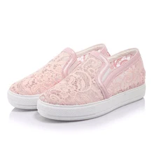 Elegant Loafers Shoes Women Slipony Casual Lace Round toe Shoes Woman Fashion Flat Platform Heel Shoe Ladies Spring Big Size 44