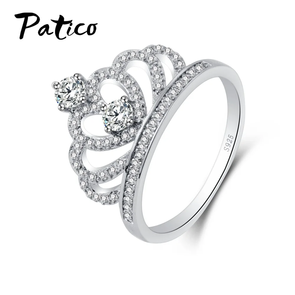 Princess Crown Rings for women AAA cubic zirconia micro pave setting engagement wedding rings female Anel accessories | Украшения и