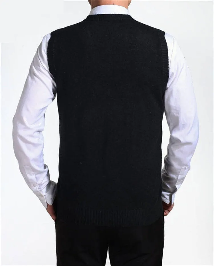 Новое поступление Повседневный Однотонный свитер жилет мужской кашемировый свитер шерстяной пуловер мужской модный жилет большой размер 3XL