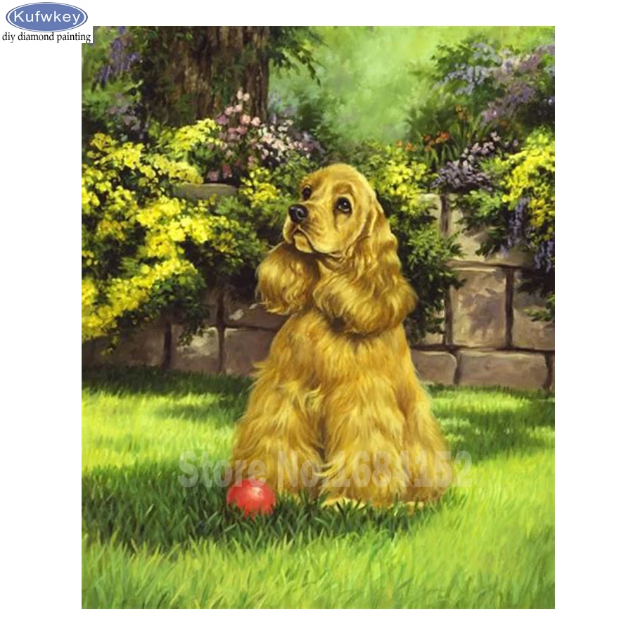 

Mosaic Picture 5D Cross Stitch"cocker spaniel"DIY Needlework Embroidery Full Diamond Painting square Rhinestone Room Decoration