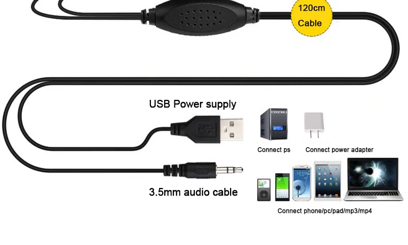 Мини-колонки для компьютера, хороший звук, USB питание, 3,5 мм, AUX, 1,2 м кабель, дышащий светодиодный динамик для ноутбука, для телефона, для ноутбука