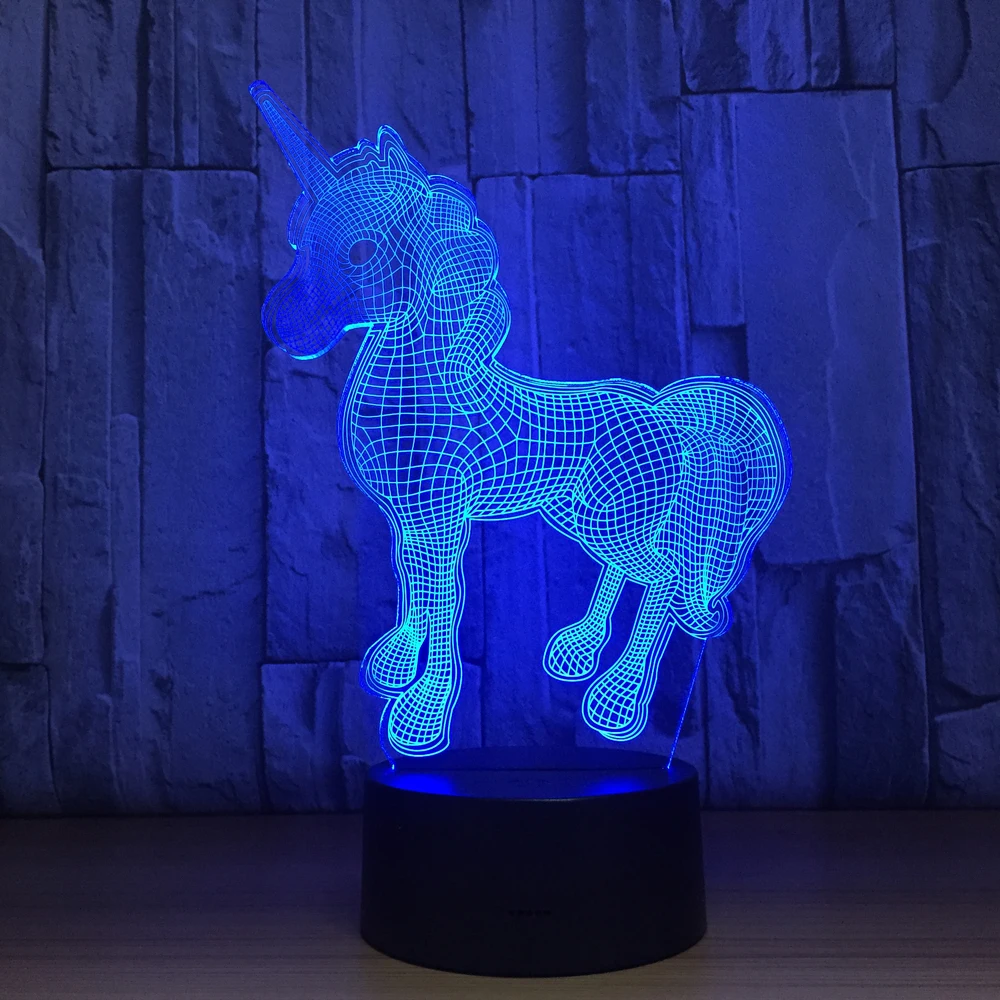 Chaohui животное Kawaii Единорог 3D светодиодный светильник ночник USB лампа многоцветный Иллюзия акриловая Новинка рождественское освещение