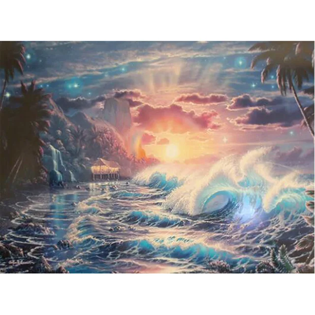 

NEW Mosaic Painting Cross Stitch 5D DIY Diamond Landscape Full Square/Round Drill Embroidery Sea Decor Z256