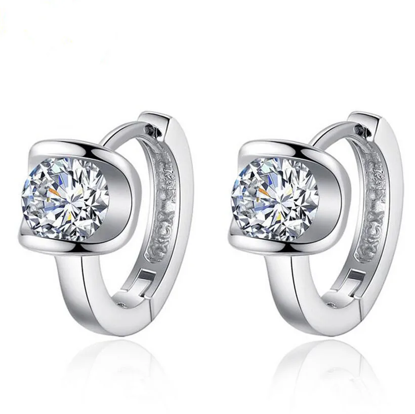 

Fashion Simple 925 Silver Circle Zircon Small Hoop Earring For Baby Kids Child Girls Women Loop Huggies Earring Jewelry EH043
