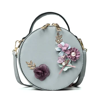 

1 Pcs Women Lady Shoulder Crossbody Bag Flower Zipper Round for Money Mobile Phone New