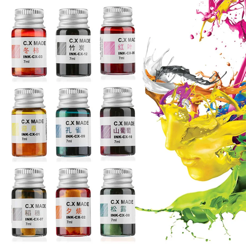 

1 PC 7ml colorful smooth writing ink fountain pen glass bottle office school stationary supplies student Drawing Graffiti 03914