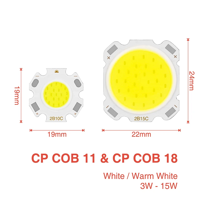 Светодиодный COB чип 3 Вт 5 Вт 7 Вт 10 Вт 12 Вт 15 Вт Высокая мощность светильник с бусинами вход 9-50 в DIY Чип для светодиодной лампы Открытый прожектор светильник Точечный светильник диодные лампы
