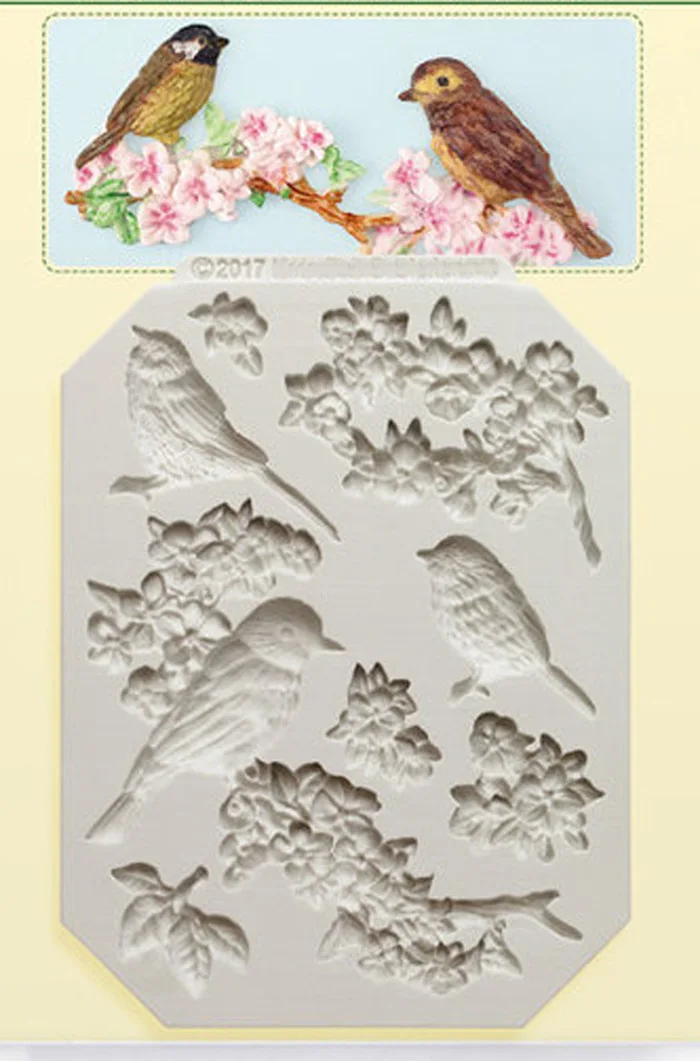 

Yueyue Sugarcraft Bird and Flower silicone mold fondant mold cake decorating tools chocolate gumpaste mold