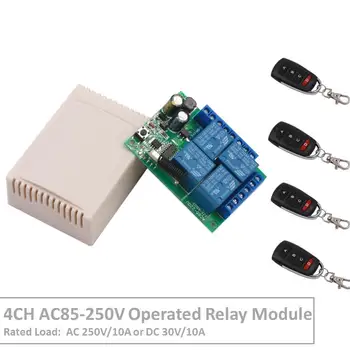 

Remote Control 433Mhz 85~250V 4CH rf Switch Relay Receiver and Transmitter for Remote Garage Control and Electric curtain Switch