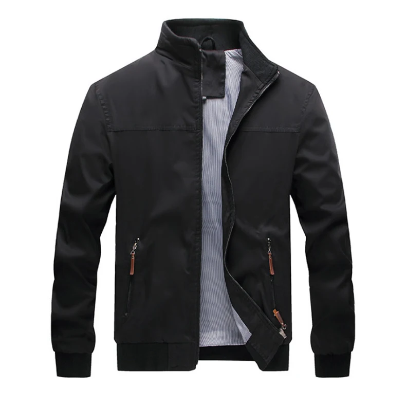 

Plus Size Cotton Jacket Men Spring Autumn Stand Collar Male Outwear Casual Thin Mens Jackets and Coats High quality