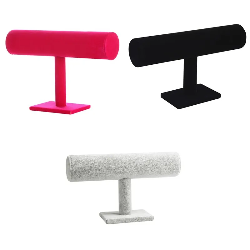 

NEW Soft Suede Bracelet T-Bar Necklace Jewelry Display Stand Watch Jewelry Shelf Organizer Home Storage Supplies