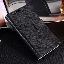 Luxury Genuine Leather Wallet Case for LG K8 5.0″ Litchi Pattern Flip Phone Cover Card Slots Photo Frame