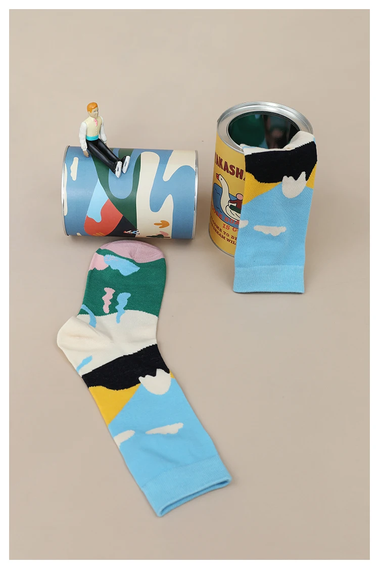Женские носки из чесаного хлопка с забавным рисунком, цветные носки для девочек, игривый узор, жаккард, милый свадебный подарок