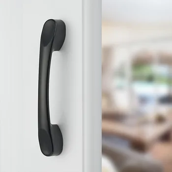 

1PCS Black Cabinet Handle Bar Kitchen Door Knob Furniture Drawer Pull wardrobe cabinet door long handle CC 64~128mm