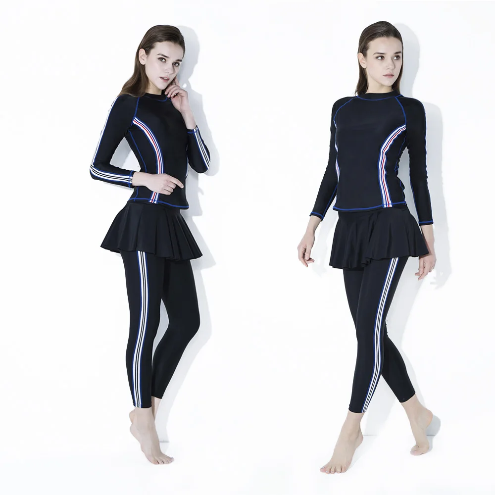 

2018 Bathing Suits Sexy Tow Piece Skirt Sport Swimsuit Long Swimsuit Swimwear Female Long Sleeve Swimsuits Women Tankini Set