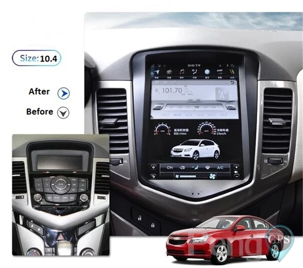 Best Tesla Style Android Car Radio GPS Navigation DVD Player for Chevrolet Cruze 2009-2013 IPS Screen 2 Din Supports CarPlay OBD WIFI 1