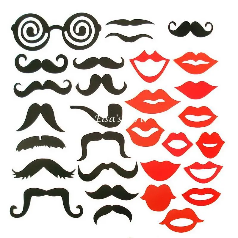 

30 pcs DIY Fun Party Masks Photo Booth Props Mustache Lips On A Stick Accessory Wedding Shows Birthday