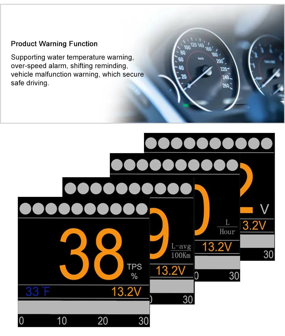 AUTOOL X60 автомобиль OBD Многофункциональный цифровой измеритель скорости сигнализации датчик температуры воды неисправность-тест для 12 В OBD-II Стандартный автомобиль